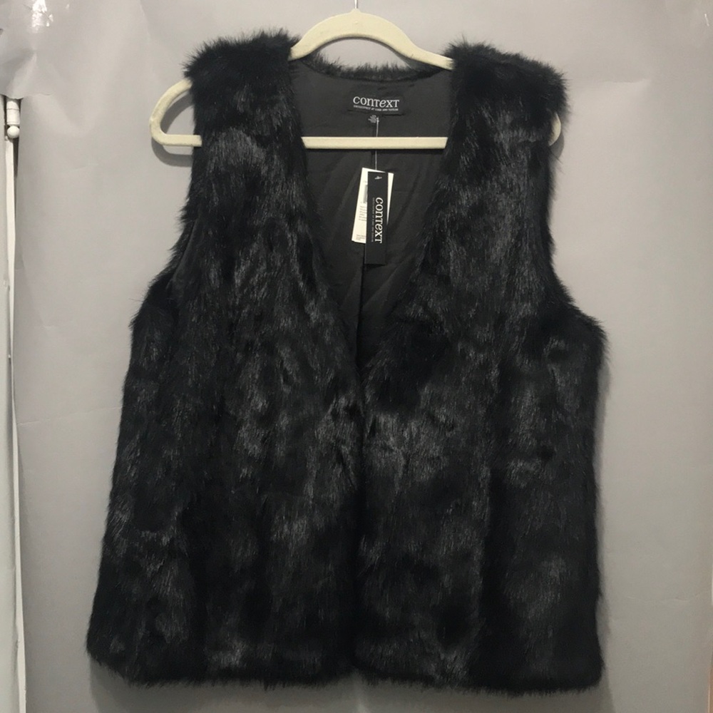 Context Women’s Black Faux Fur Vest Size Large